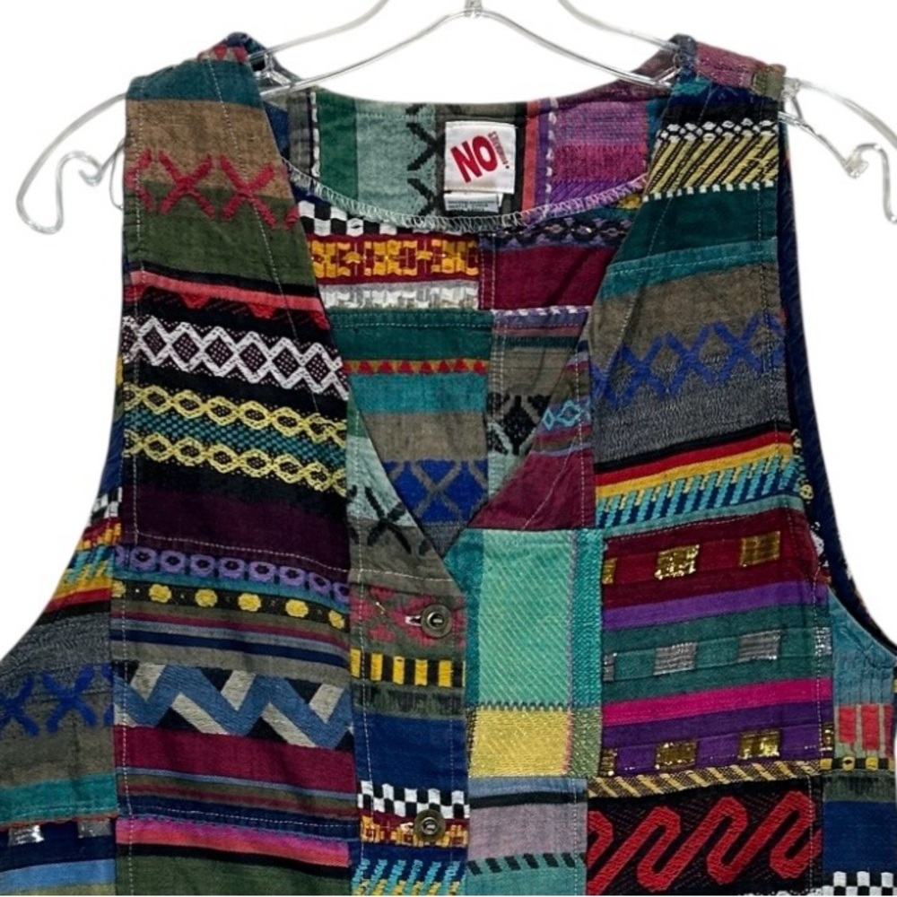 No Boundaries Multicolored Cotton Patchwork Vest,… - image 4